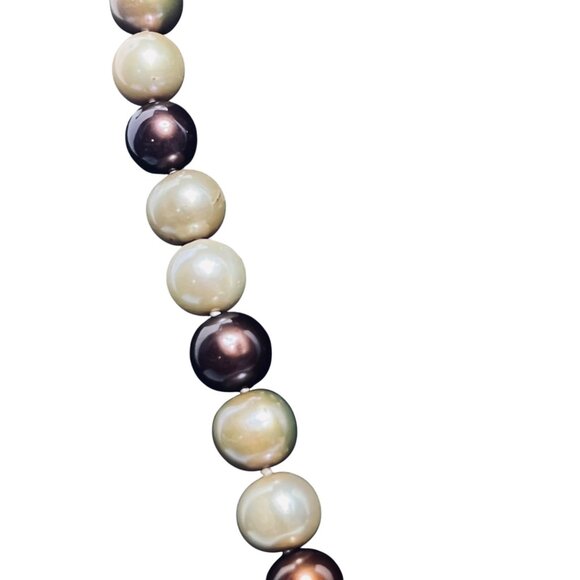 Vintage Shades of Brown Freshwater Pearl Necklace And Bracelet Set (5967) - Picture 4 of 10